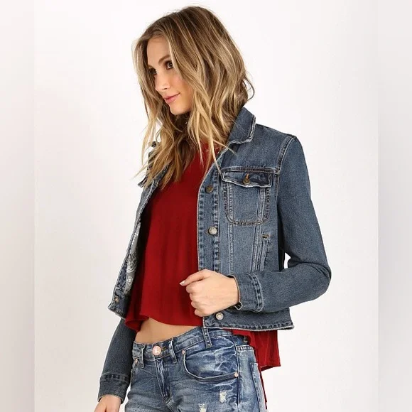 Free People Fitted Denim Jacket Indigo Size Extra Small XS - Picture 4 of 15